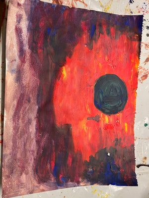 Inferno Gaze - Dark Abstract Expressionist Painting